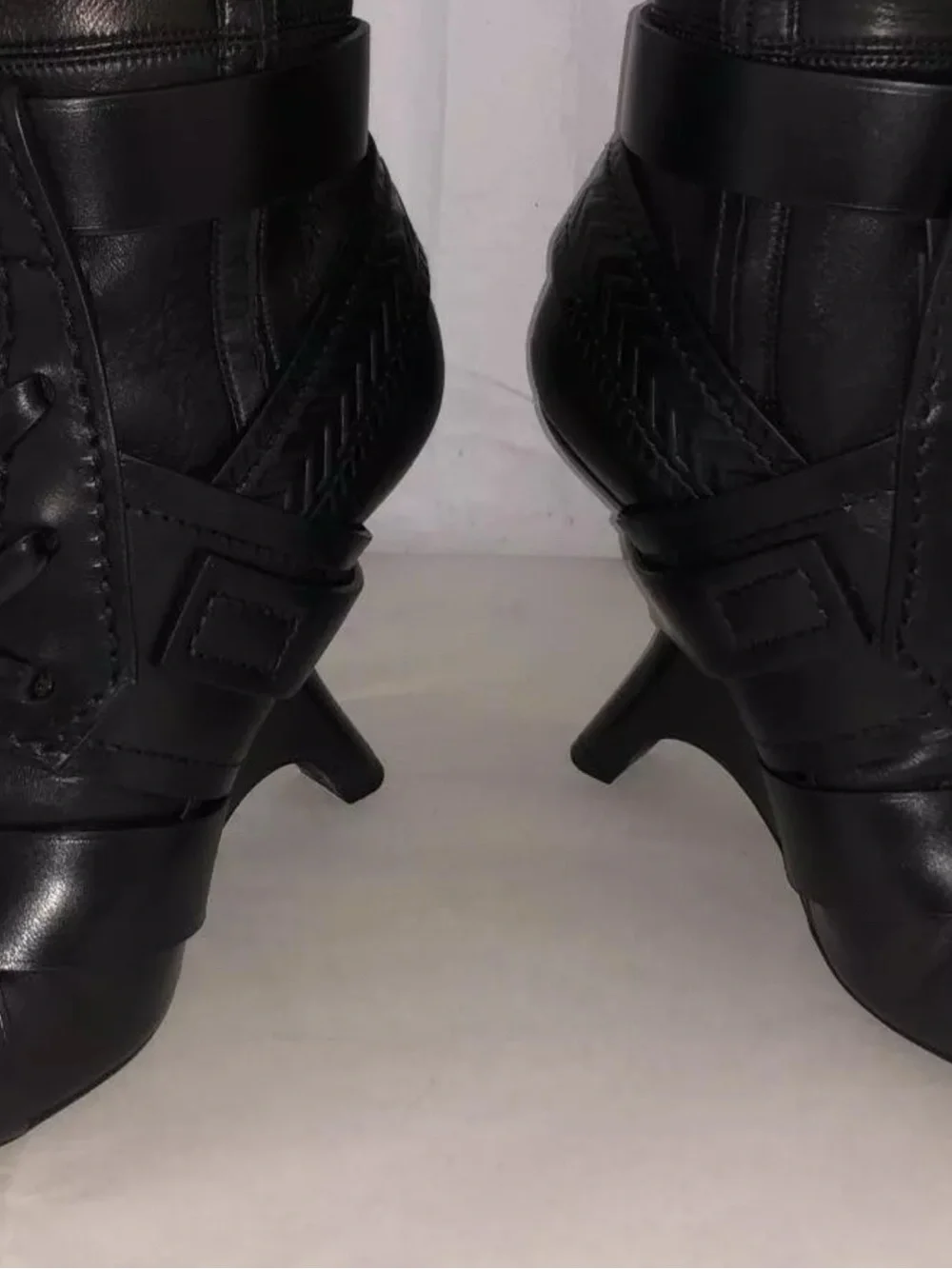 Tom Ford Black Leather Over-The-Knee Buckle Boots